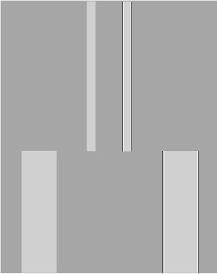 A gray diagram with four vertical elongated rectangles of varying lengths. The rectangles, lighter gray than the background, are positioned at different heights and distances from each other, creating an asymmetrical pattern.